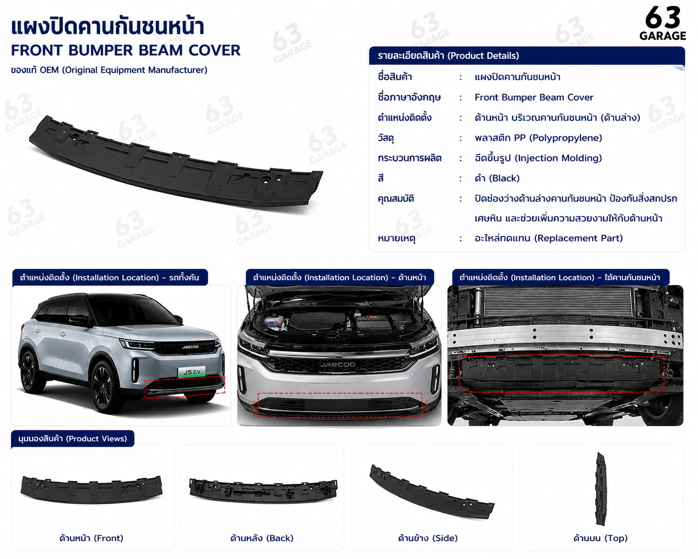 เแผงปิดคานกันชนหน้า Jaecoo 5 รูปที่ 2